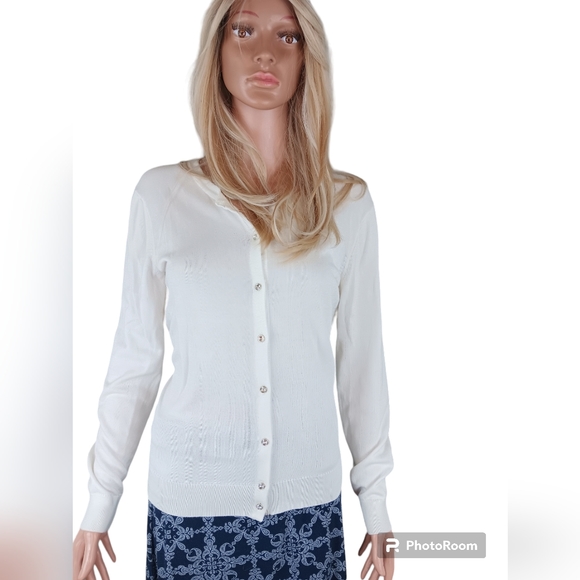 Tomy Hilfiger white, button sweater - Picture 1 of 4